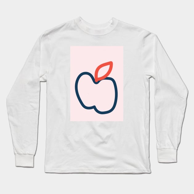Apple Minimal Lines, Nursery Decor Long Sleeve T-Shirt by Colorable